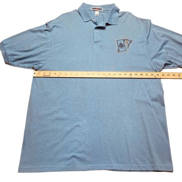 Vintage Jerzees Poker Cards Polo Shirt Studded Embellished Blue Sz XL - Picture 5 of 9